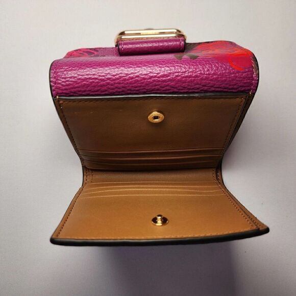 NWT Coach CF485 Small Morgan Wallet With Jumbo Floral Print Magenta - Picture 4 of 7